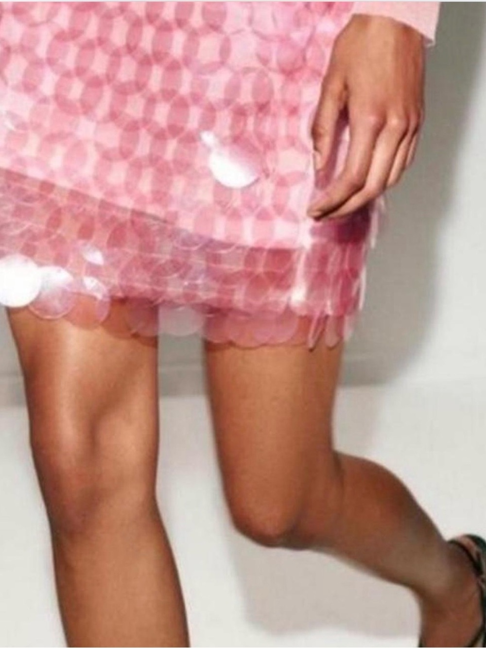 Zara Pink Sequin-Scale Mini Skirt